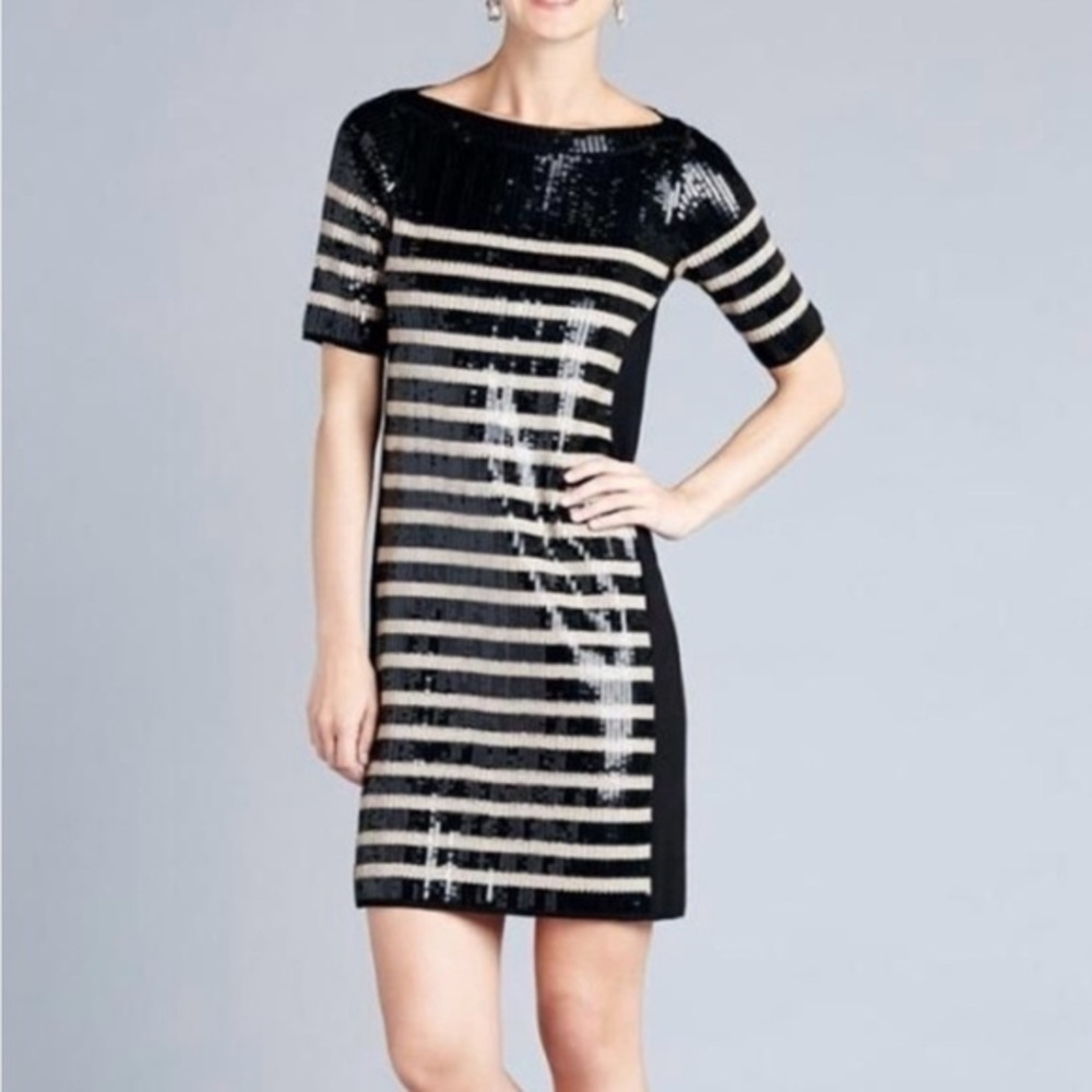 Per Se by Carlisle Sequin Striped Mini Dress